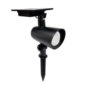 Gardens Taylor Solar Powered Black Cast Metal Color Lock LED Landscape Spotlight, 150 Lumens