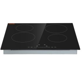 VEVOR Built in Electric Stove Top, 23.2 x 20.5 inch 4 Burners, 240V Glass Radiant Cooktop with Sensor Touch Control, Timer & Child Lock Included, 9 Po