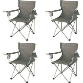 Classic Folding Camp Chairs, with Mesh Cup Holder,Set of 4, 32.10 x 19.10 x 32.10 Inches