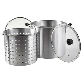 Aluminum 32 Quart Steamer Pot with a 21 Quart Steamer Basket and Glass Lid/Multipots 2 Count