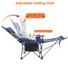 Foldable Camping Chair 330LBS Load Heavy Duty Steel Lawn Chair Collapsible Chair with Reclining Backrest Angle Cup Holder Pillow Side Pocket Carry Bag