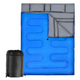 Traving Camping Portable Duble Person Waterproof Sleeping Bag W/ 2 Pillows (Type: Sleeping Pad, Color: Blue)